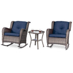 Ensemble de 3 chaises à bascule d'extérieur en osier Cozywor