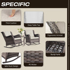 Ensemble de 3 chaises à bascule d'extérieur en osier Cozywor