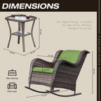 Ensemble de 3 chaises à bascule d'extérieur en osier Cozywor