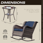 Ensemble de 3 chaises à bascule d'extérieur en osier Cozywor