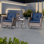 Ensemble de 3 chaises à bascule d'extérieur en osier Cozywor