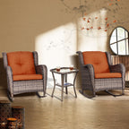 Ensemble de 3 chaises à bascule d'extérieur en osier Cozywor