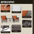 Ensemble de 3 chaises à bascule d'extérieur en osier Cozywor