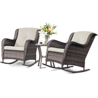 Ensemble de 3 chaises à bascule d'extérieur en osier Cozywor