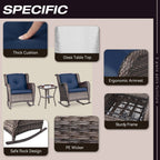 Ensemble de 3 chaises à bascule d'extérieur en osier Cozywor