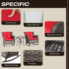 Ensemble de 3 chaises à bascule d'extérieur en osier Cozywor