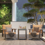 Ensemble de 3 chaises pivotantes à bascule en osier pour patio Cozywor