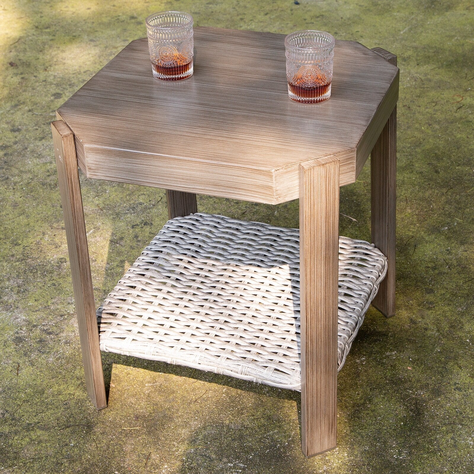 Ensemble de 3 chaises pivotantes à bascule en osier pour patio Cozywor