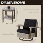 Ensemble de 3 chaises pivotantes à bascule en osier pour patio Cozywor