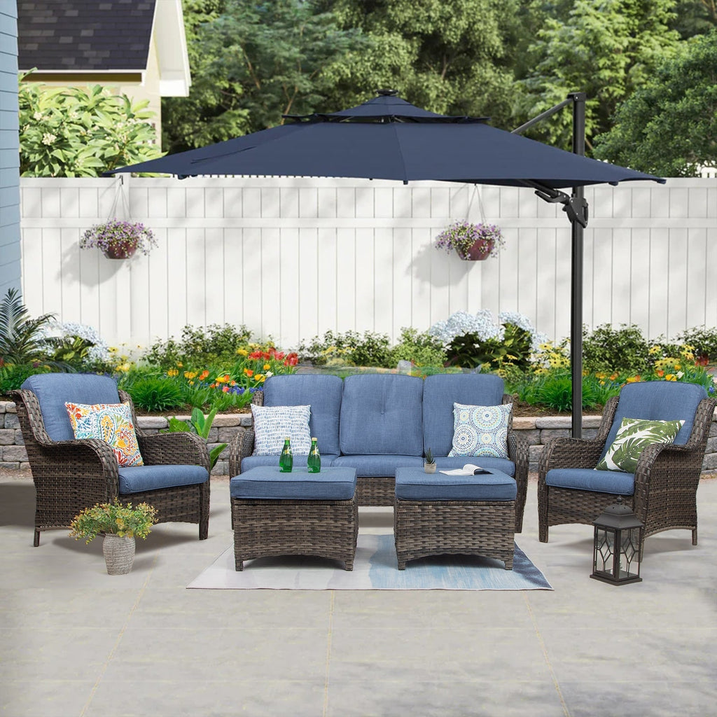 Ensemble de conversation extérieur en osier Cozywor 5 pièces pour patio