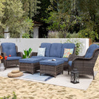 Ensemble de conversation extérieur en osier Cozywor 5 pièces pour patio