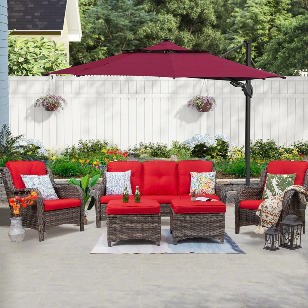 Ensemble de conversation extérieur en osier Cozywor 5 pièces pour patio