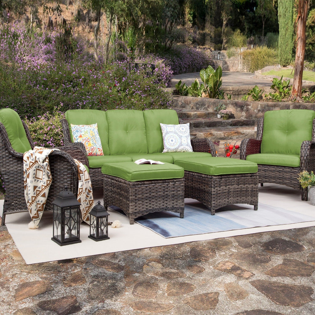 Ensemble de conversation extérieur en osier Cozywor 5 pièces pour patio