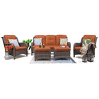 Ensemble de conversation extérieur en osier Cozywor 5 pièces pour patio