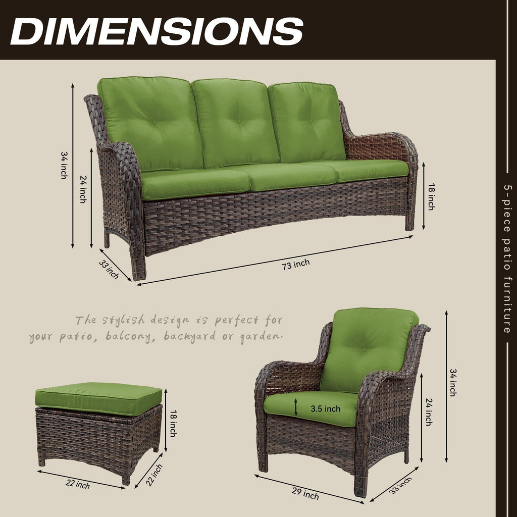Ensemble de conversation extérieur en osier Cozywor 5 pièces pour patio