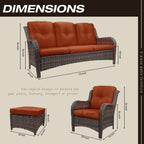 Ensemble de conversation extérieur en osier Cozywor 5 pièces pour patio