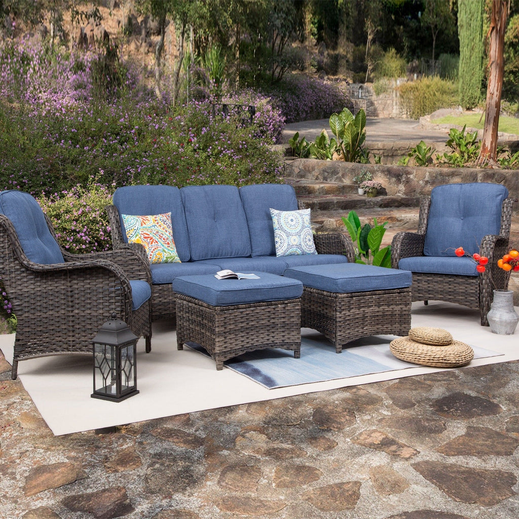 Ensemble de conversation extérieur en osier Cozywor 5 pièces pour patio