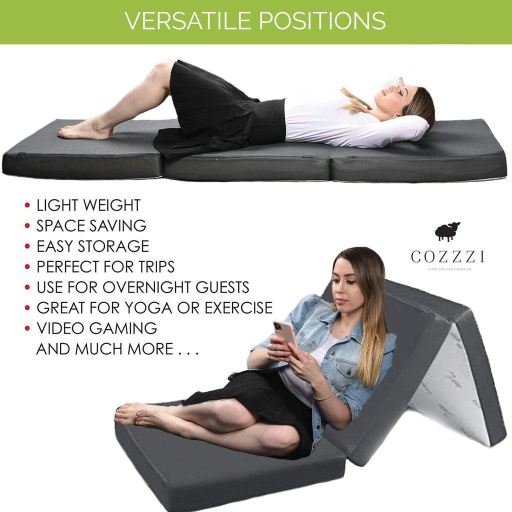 Matelas pliant Cozzzi - Surmatelas en mousse triple pour lit simple 78 x 31 x 4