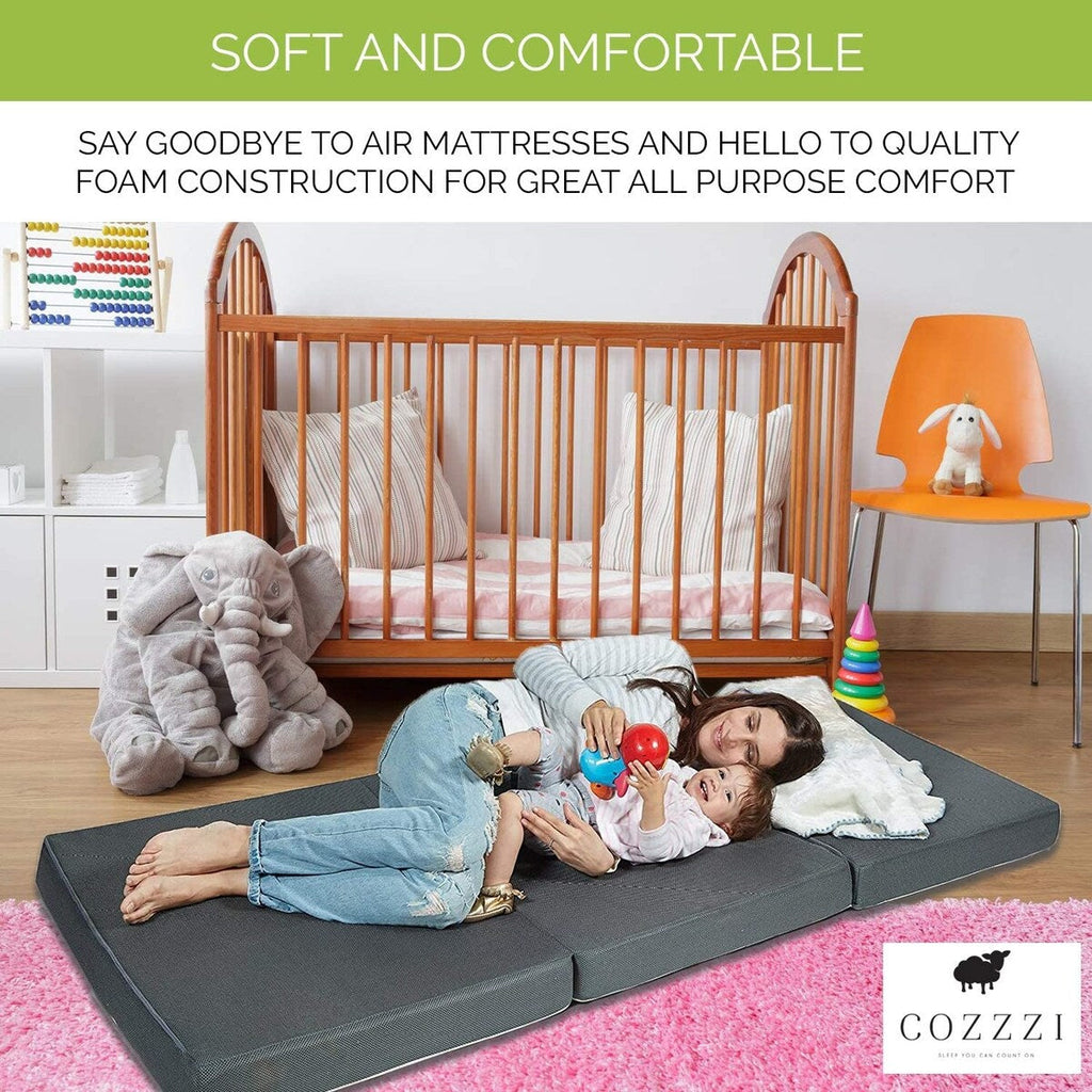 Matelas pliant Cozzzi - Surmatelas en mousse triple pour lit simple 78 x 31 x 4