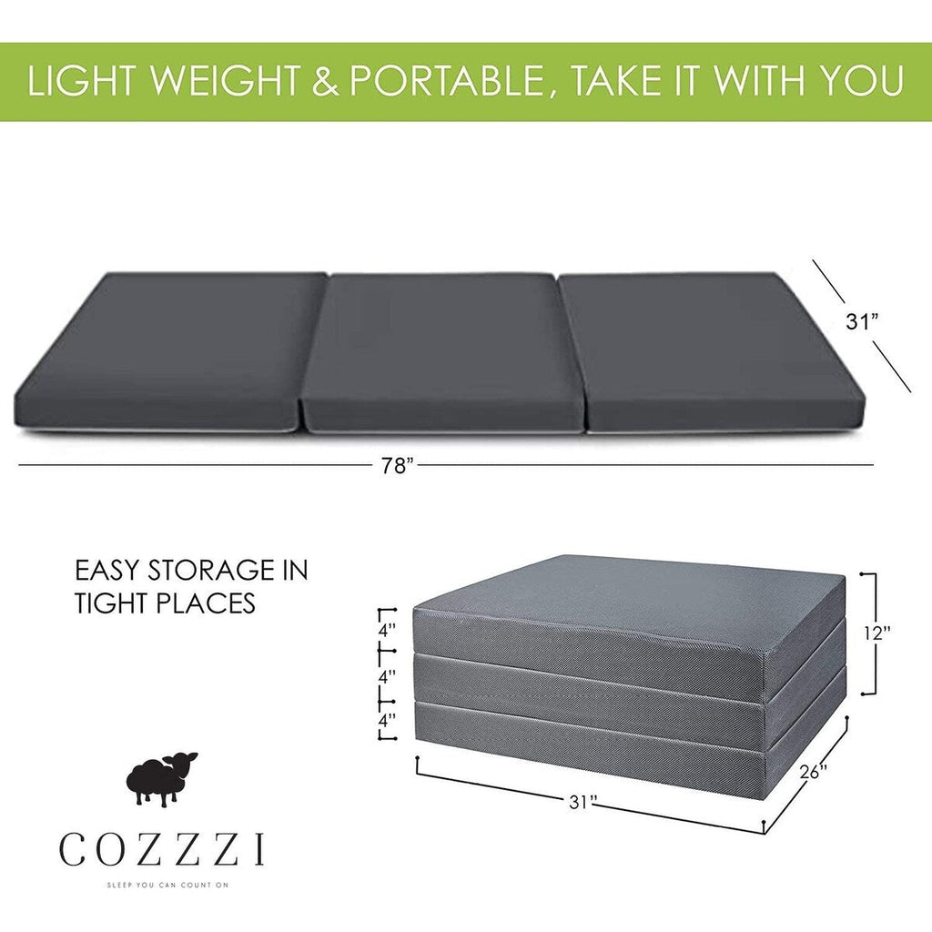 Matelas pliant Cozzzi - Surmatelas en mousse triple pour lit simple 78 x 31 x 4
