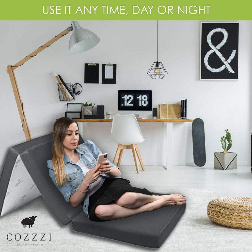 Matelas pliant Cozzzi - Surmatelas en mousse triple pour lit simple 78 x 31 x 4