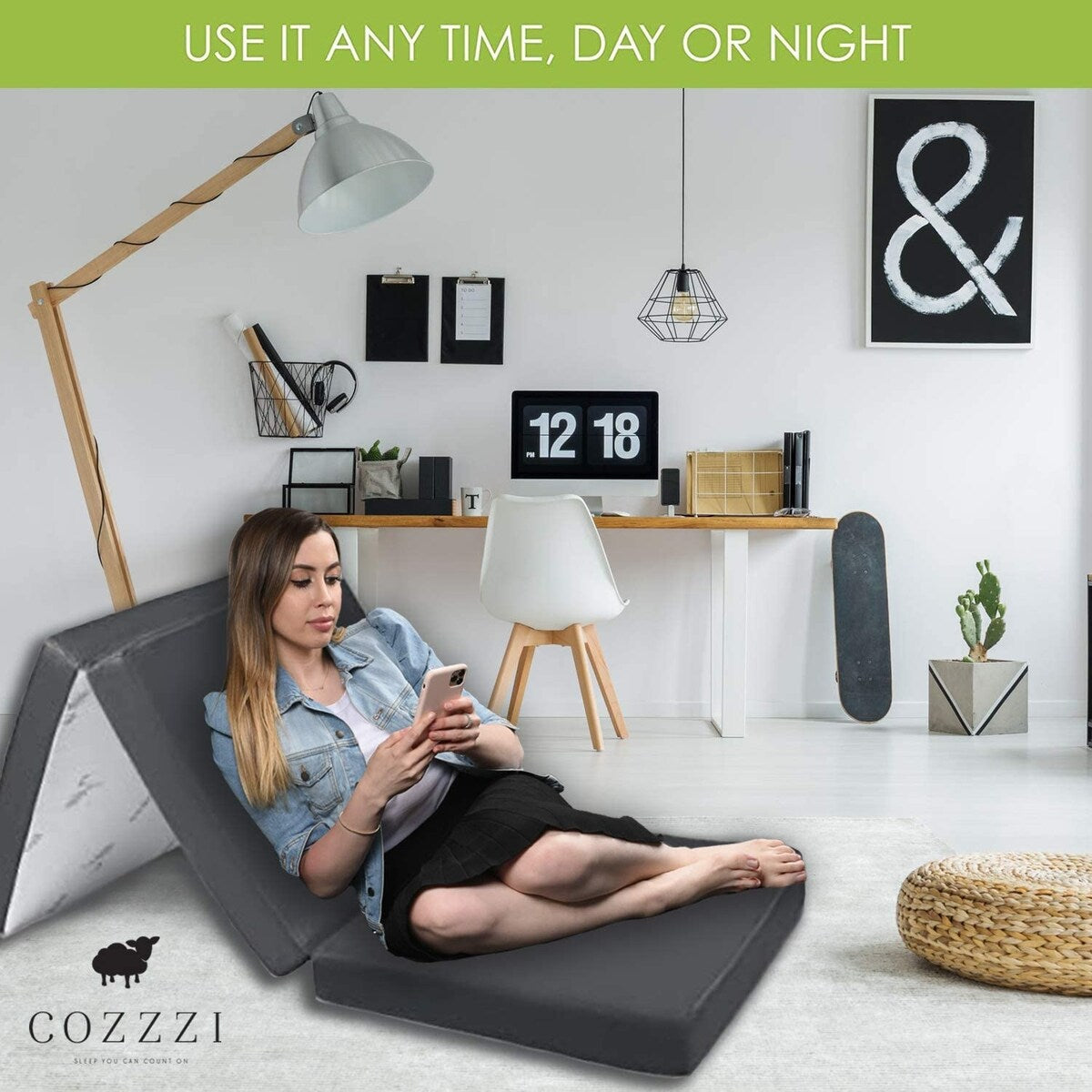 Matelas pliant Cozzzi - Surmatelas en mousse triple pour lit simple 78 x 31 x 4