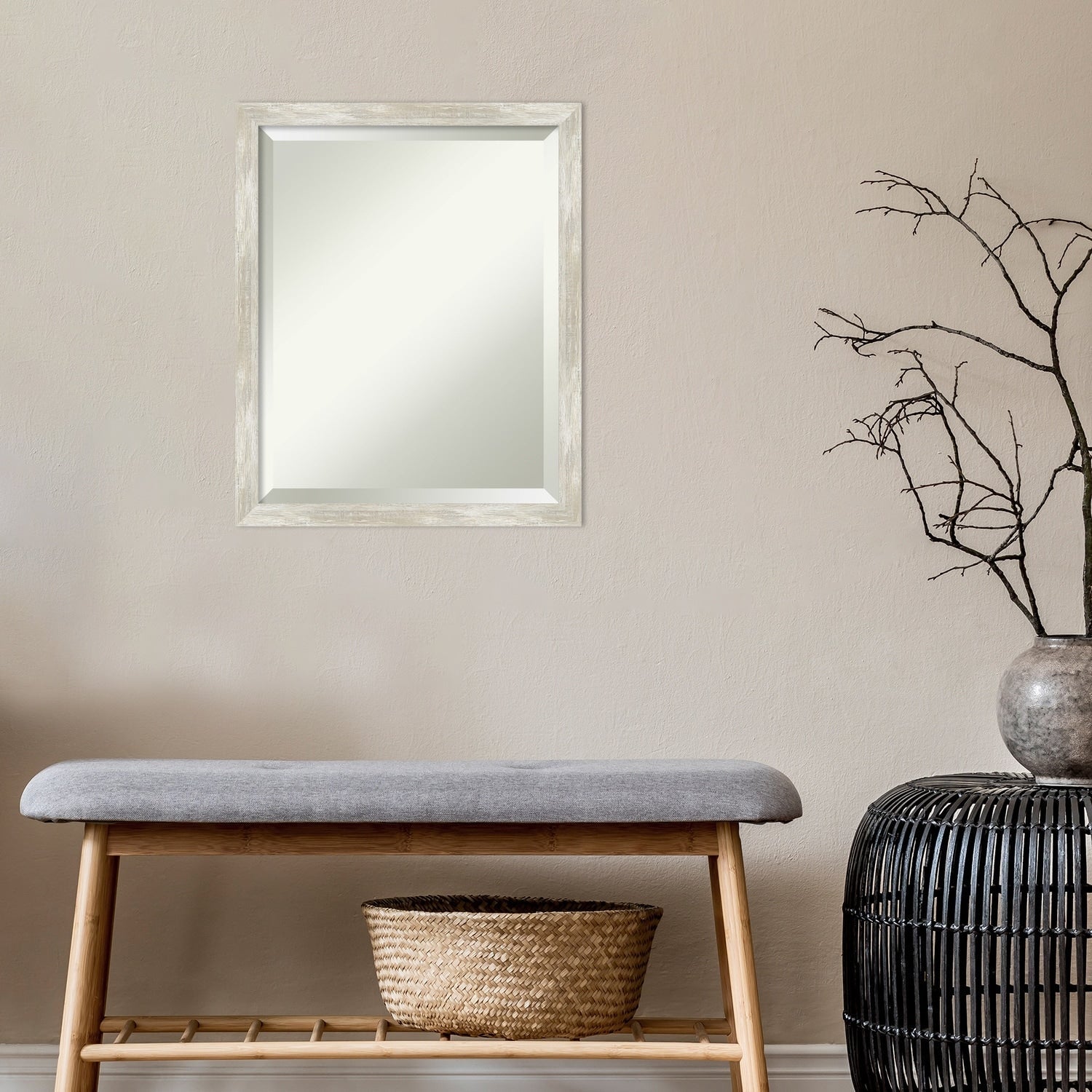 Miroir mural biseauté pour salle de bain - Cadre métallique craquelé