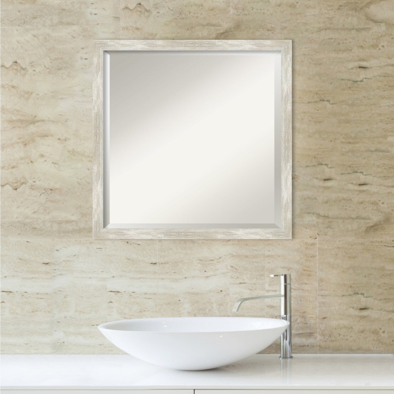Miroir mural biseauté pour salle de bain - Cadre métallique craquelé