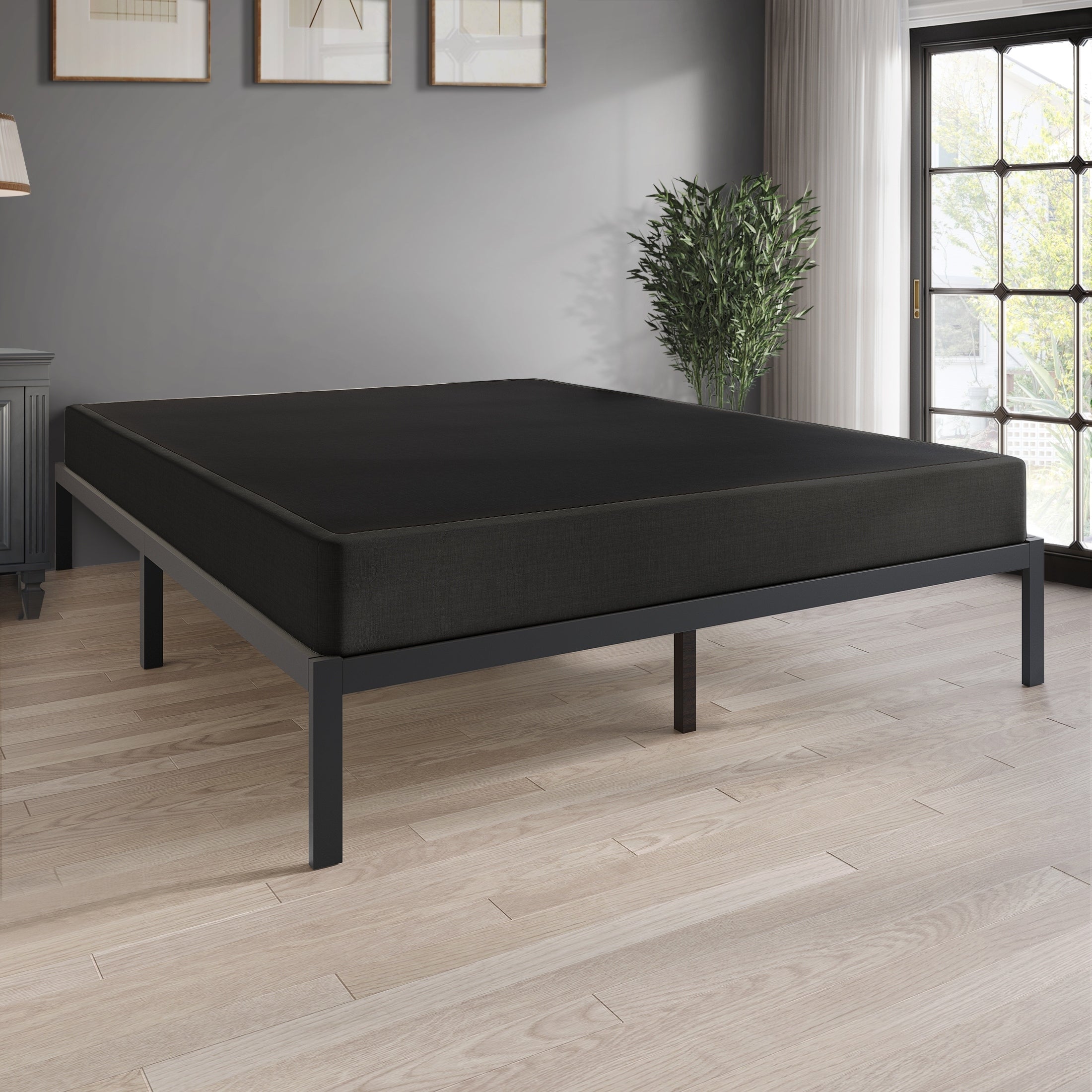 Sommier à ressorts en métal CraftPorch de 5 pouces avec housse en lin noir