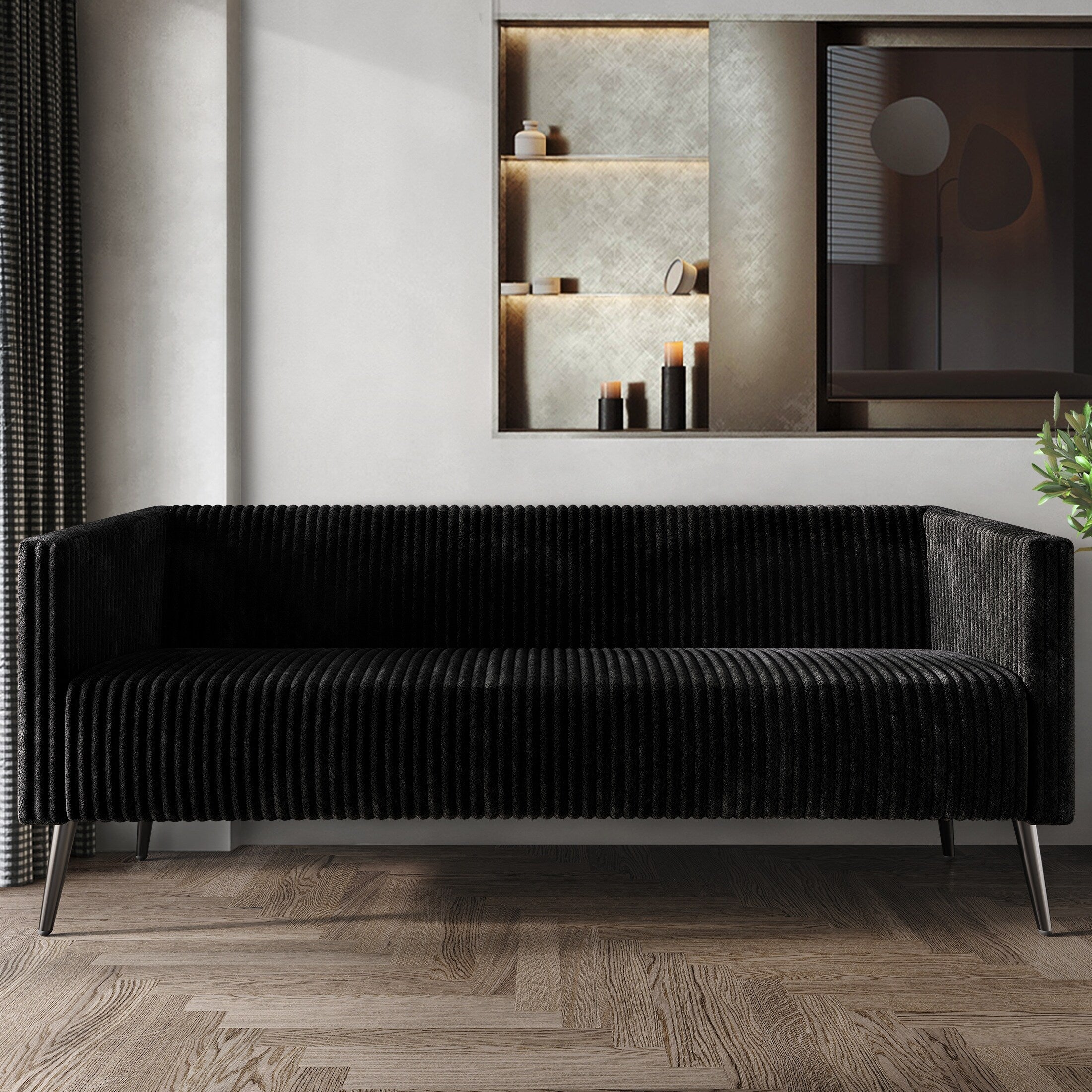 Canapé rembourré en velours côtelé CraftPorch moderne et glamour