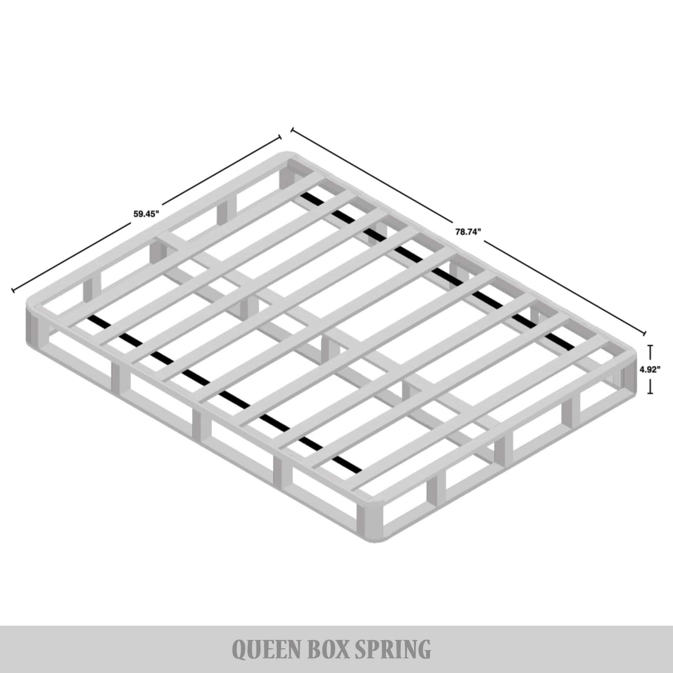 Sommier à ressorts en bois massif CraftPorch de 5 pouces avec lattes en bois et revêtement en lin noir