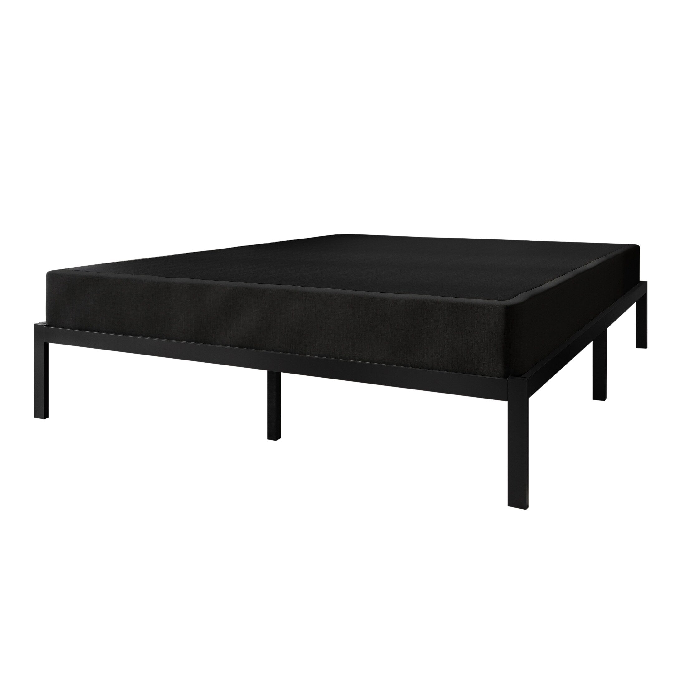 Sommier à ressorts en bois massif CraftPorch de 5 pouces avec lattes en bois et revêtement en lin noir