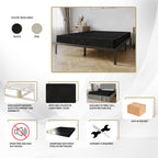 Sommier à ressorts en bois massif CraftPorch de 5 pouces avec lattes en bois et revêtement en lin noir