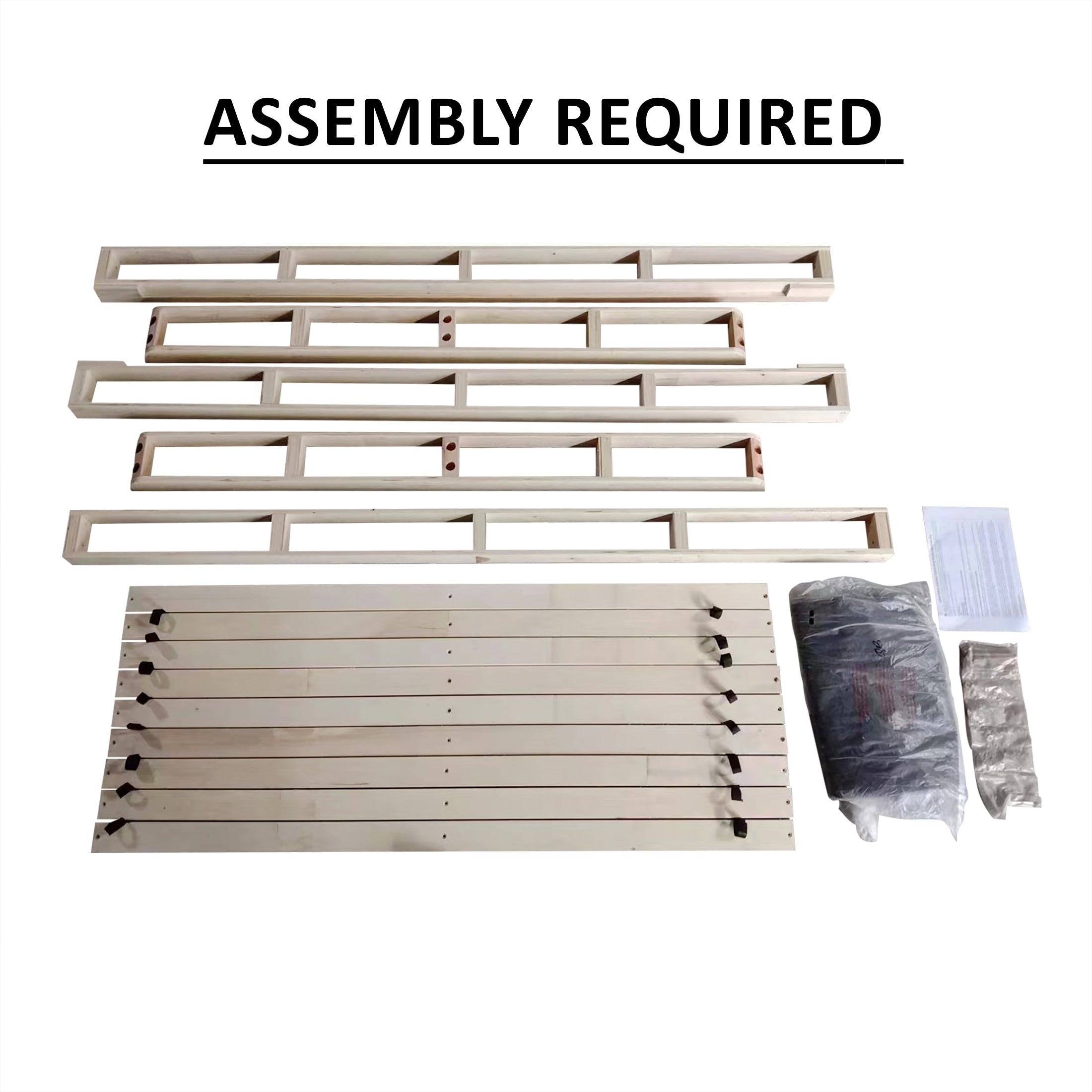 Sommier à ressorts en bois massif CraftPorch de 5 pouces avec lattes en bois et revêtement en lin noir