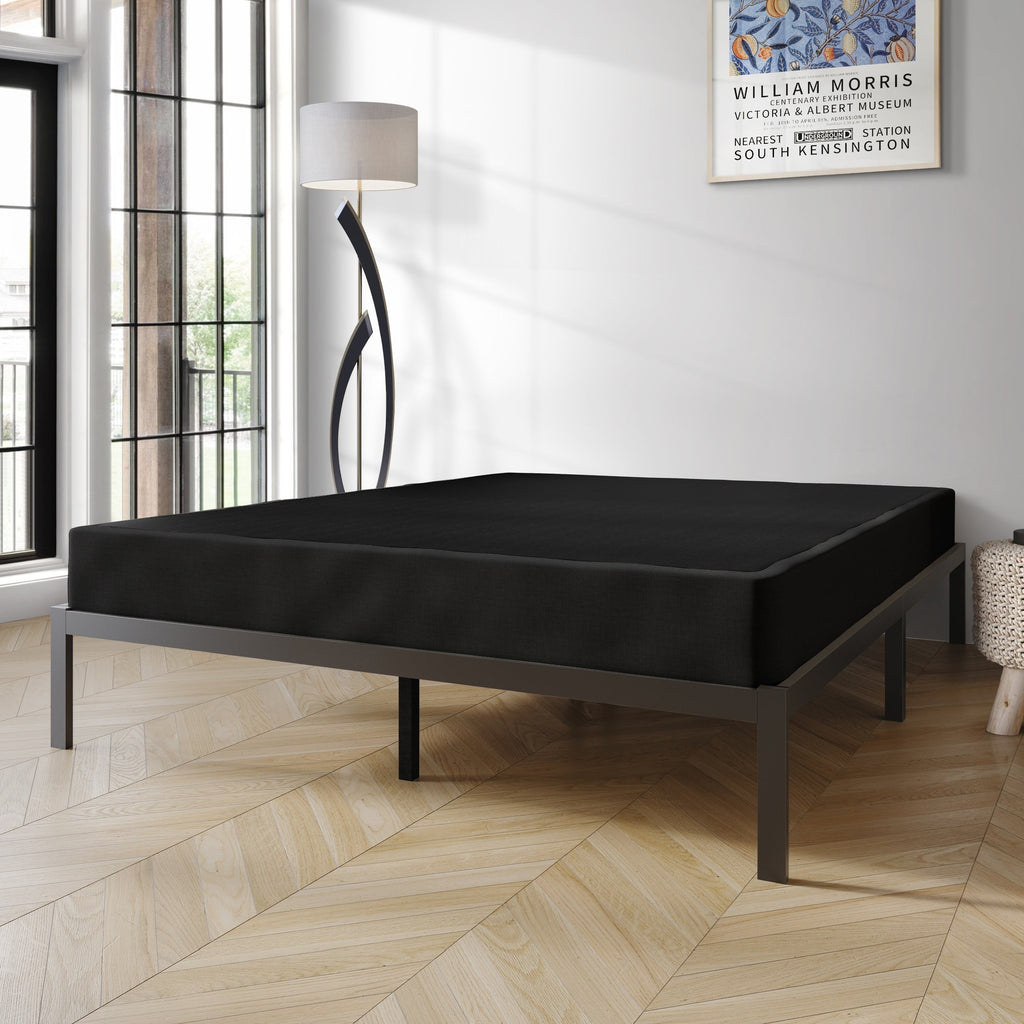 Sommier à ressorts en bois massif CraftPorch de 5 pouces avec lattes en bois et revêtement en lin noir