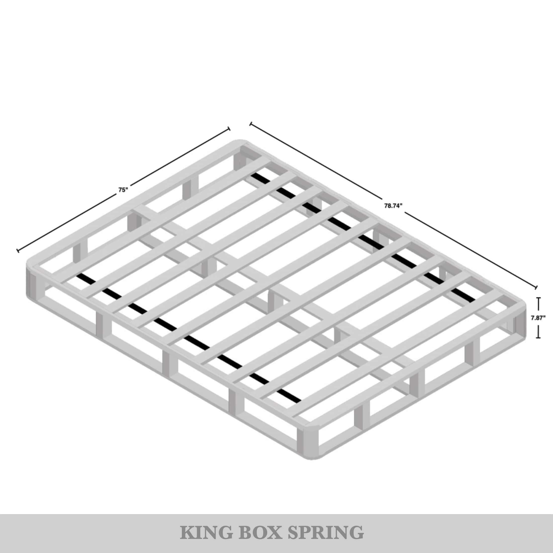 Sommier à ressorts en bois massif CraftPorch de 20 cm avec lattes en bois et revêtement en lin noir