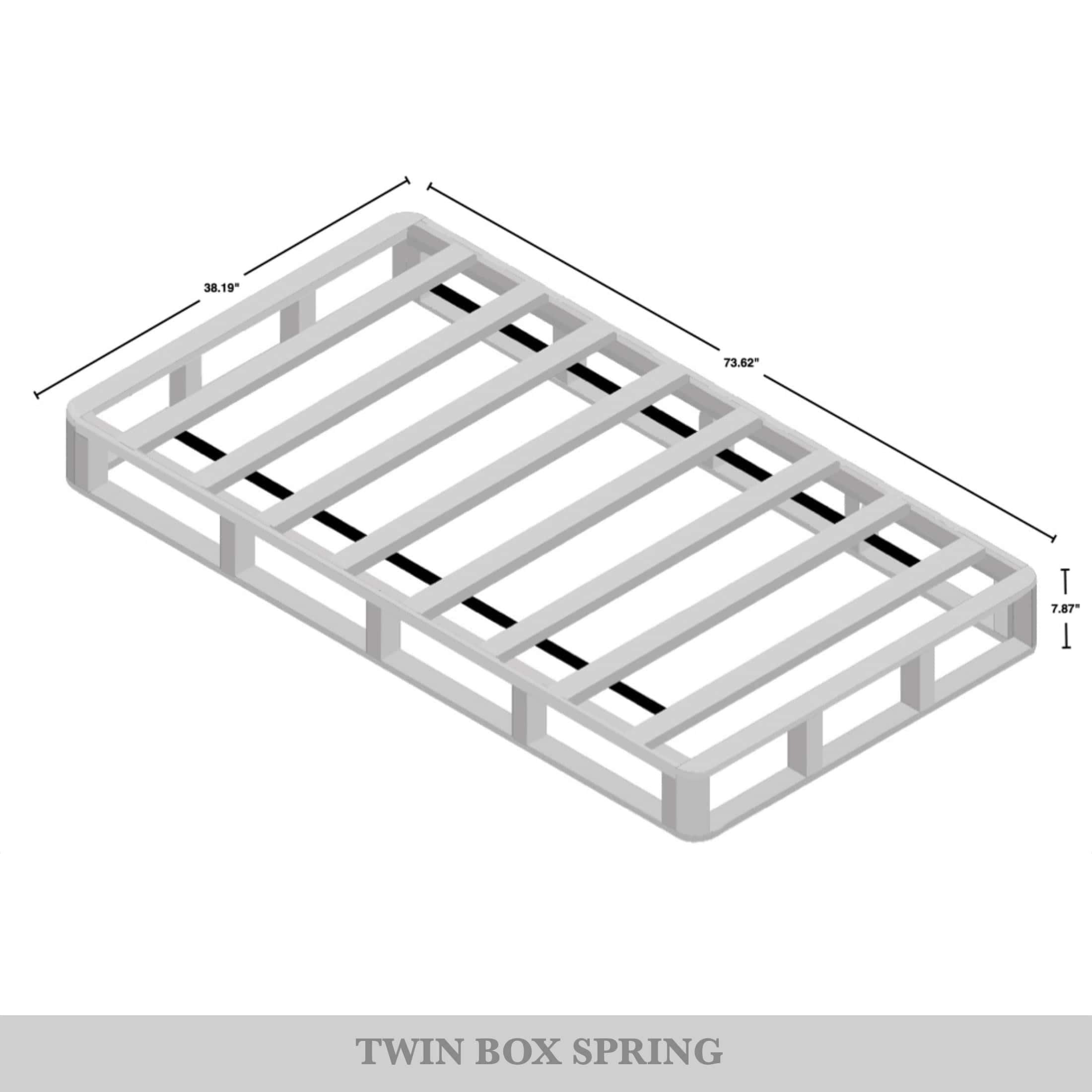 Sommier à ressorts en bois massif CraftPorch de 20 cm avec lattes en bois et revêtement en lin noir