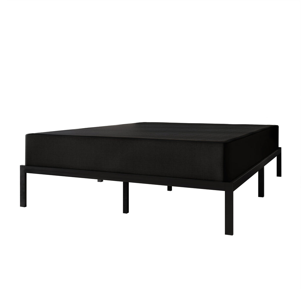 Sommier à ressorts en bois massif CraftPorch de 20 cm avec lattes en bois et revêtement en lin noir