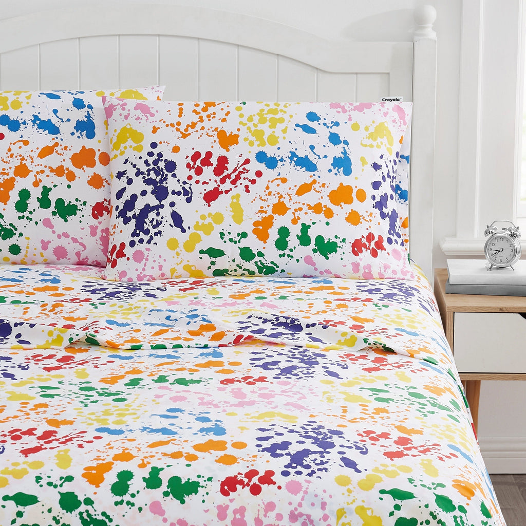 Ensemble de draps en percale de coton Crayola Splatter