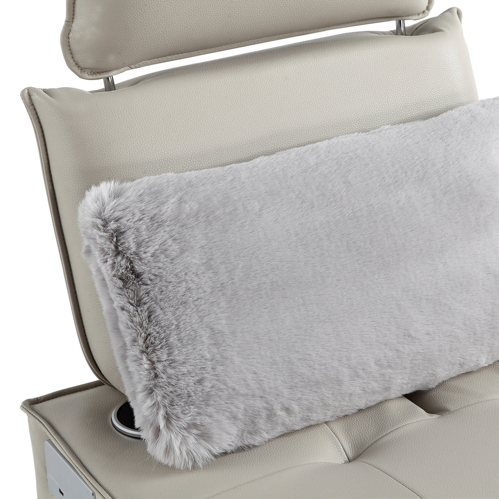 Canapé-lit 3 en 1 en cuir crème moderne 70,86 avec haut-parleur Bluetooth, 2 ports USB et support pour téléphone