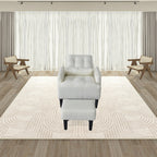 Fauteuil de salon multifonction rembourré à dossier haut, couleur blanc crème, 26,77 po, avec pouf