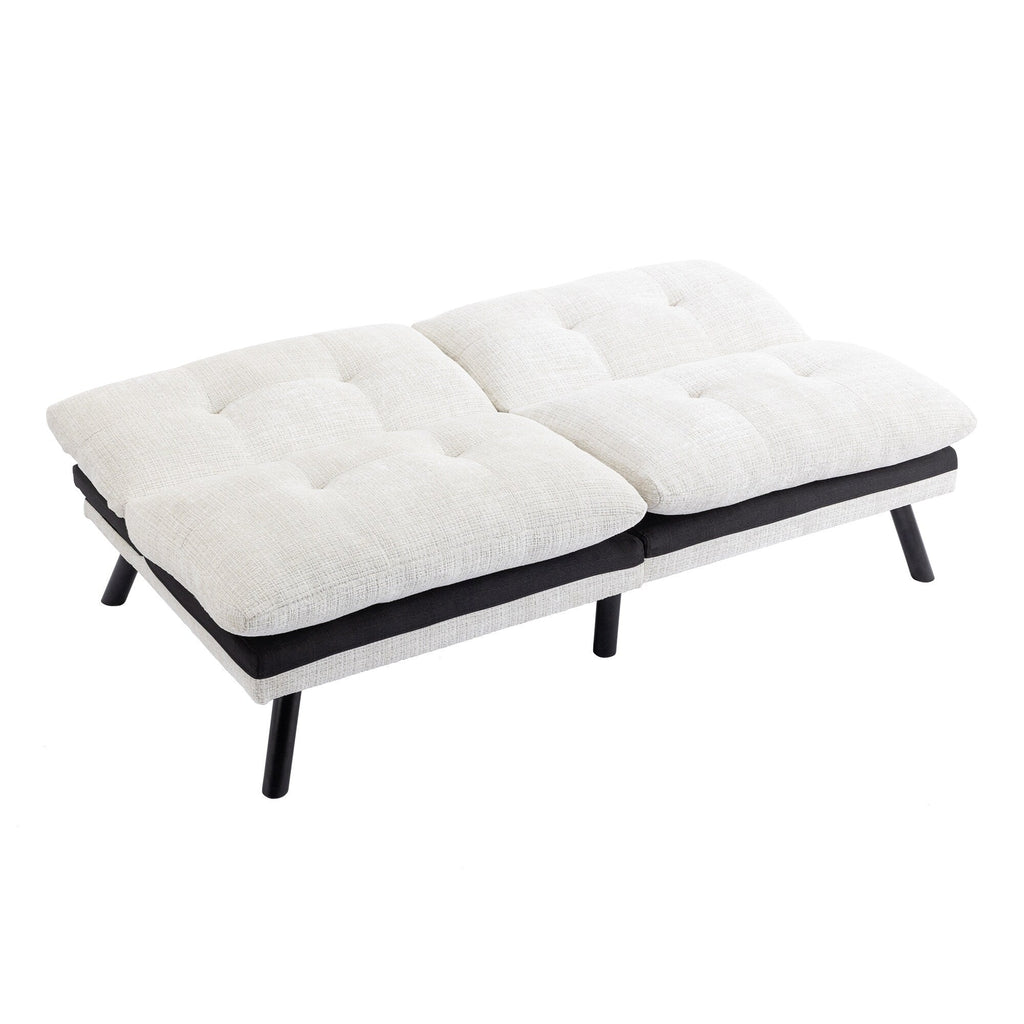 Canapé-lit convertible en chenille blanc crème 75,6 avec pieds en métal pour le salon