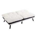 Canapé-lit convertible en chenille blanc crème 75,6 avec pieds en métal pour le salon