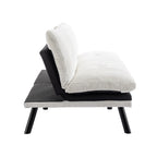 Canapé-lit futon convertible en chenille blanc crème