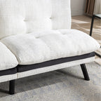 Canapé-lit futon convertible en chenille blanc crème