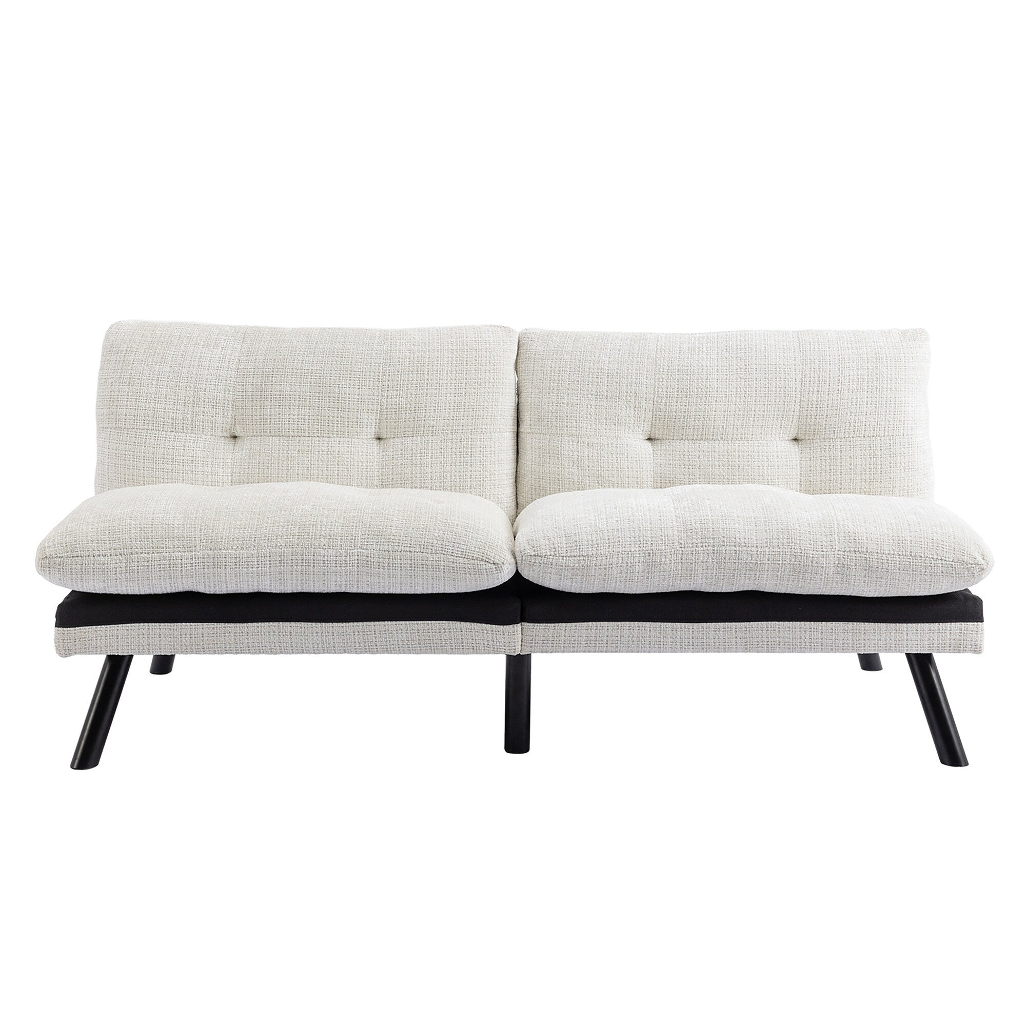 Canapé-lit futon convertible en chenille blanc crème