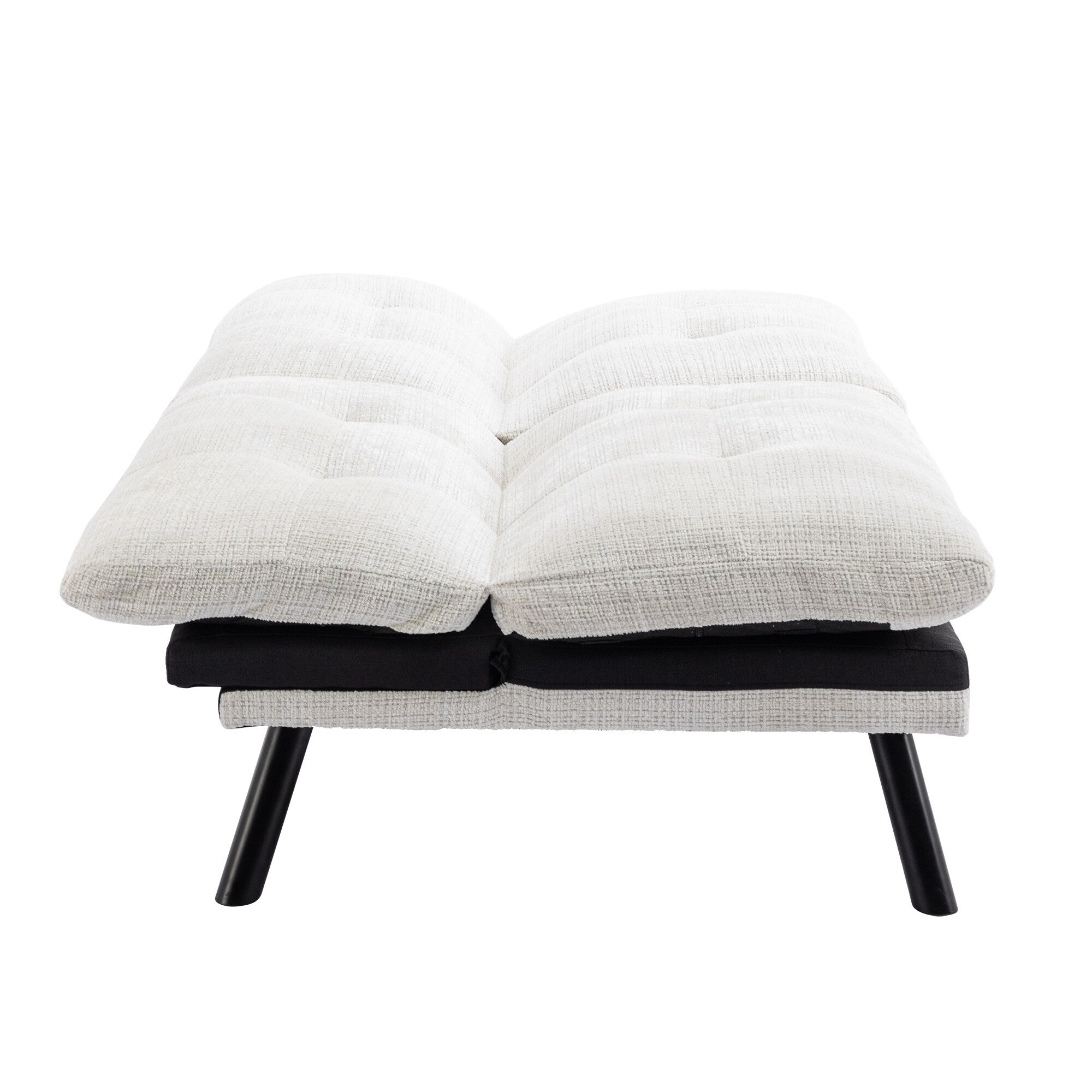 Canapé-lit futon convertible en chenille blanc crème