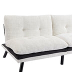 Canapé-lit futon convertible en chenille blanc crème