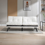 Canapé-lit futon convertible en chenille blanc crème