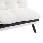 Canapé-lit futon convertible en chenille blanc crème